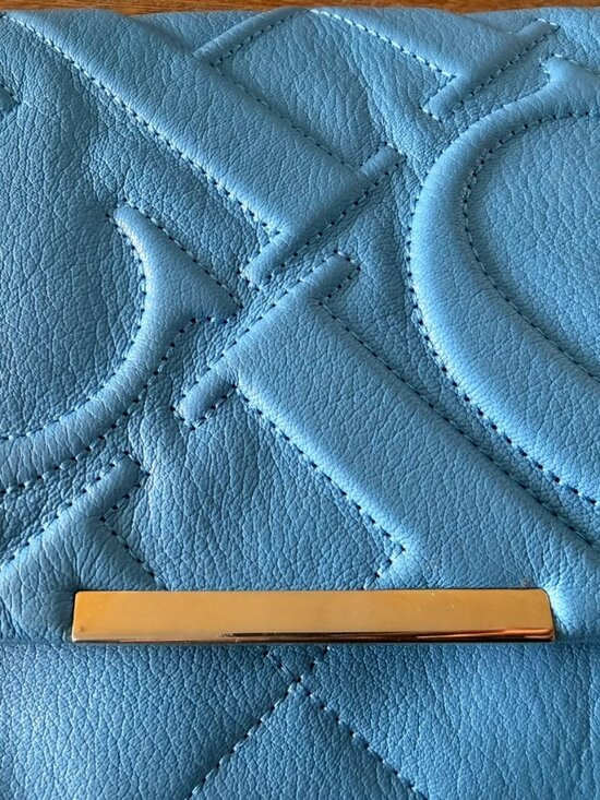 CH CAROLINA HERRERA BLUE EMBOSSED LEATHER SHOULDER OR CROSSBODY BAG main image 3